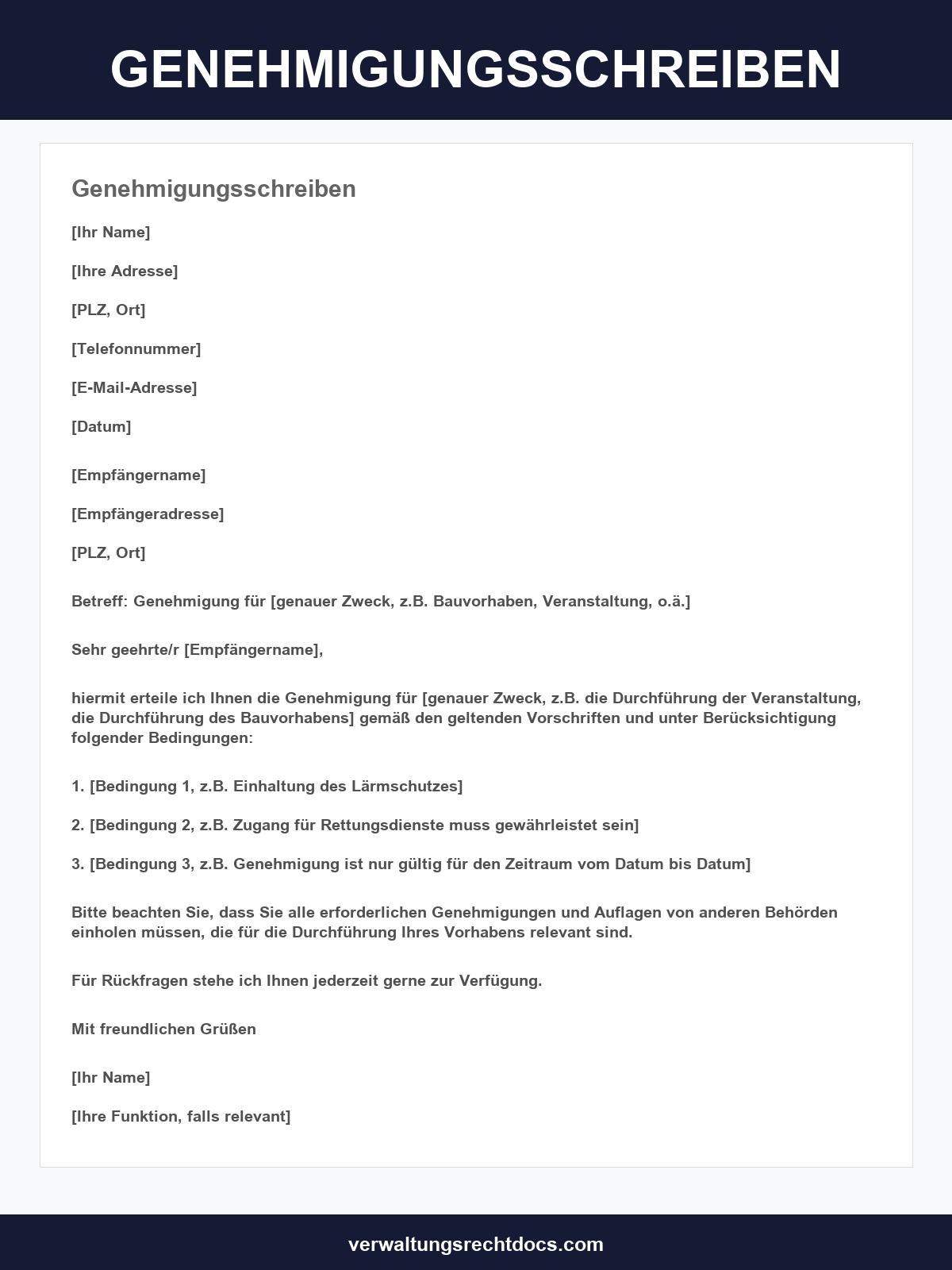 Genehmigungsschreiben Muster
